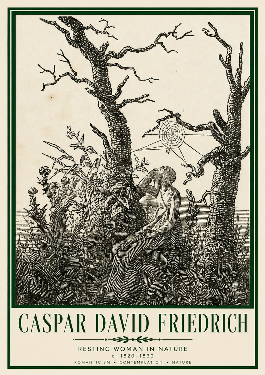 Caspar David Friedrich Resting Woman in Nature No3 - Póster