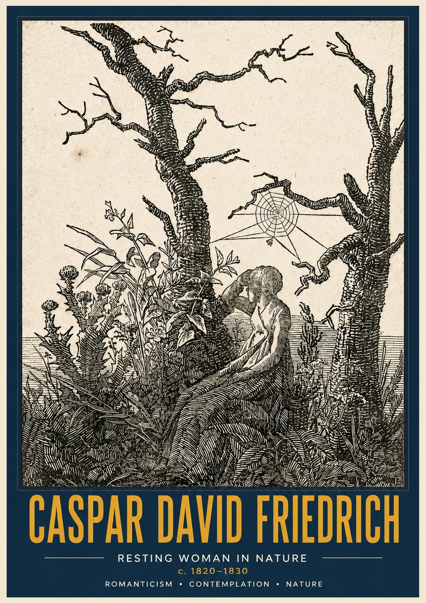 Caspar David Friedrich Resting Woman in Nature No4 - Póster