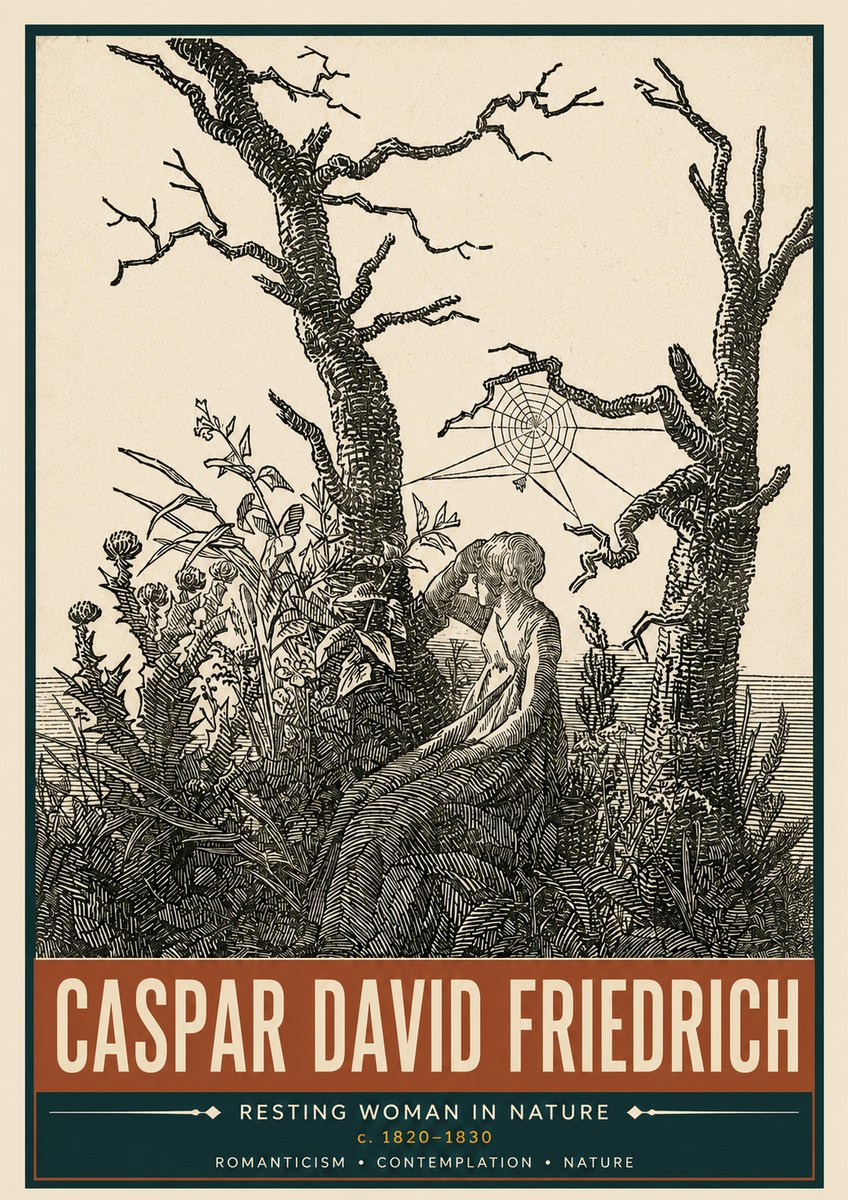 Caspar David Friedrich Resting Woman in Nature No5 - Póster