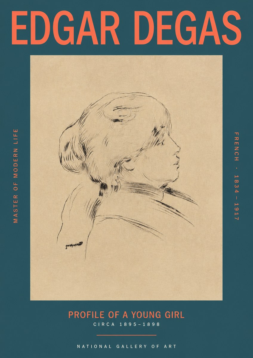 Edgar Degas Profile of a Young Girl No2 - Póster