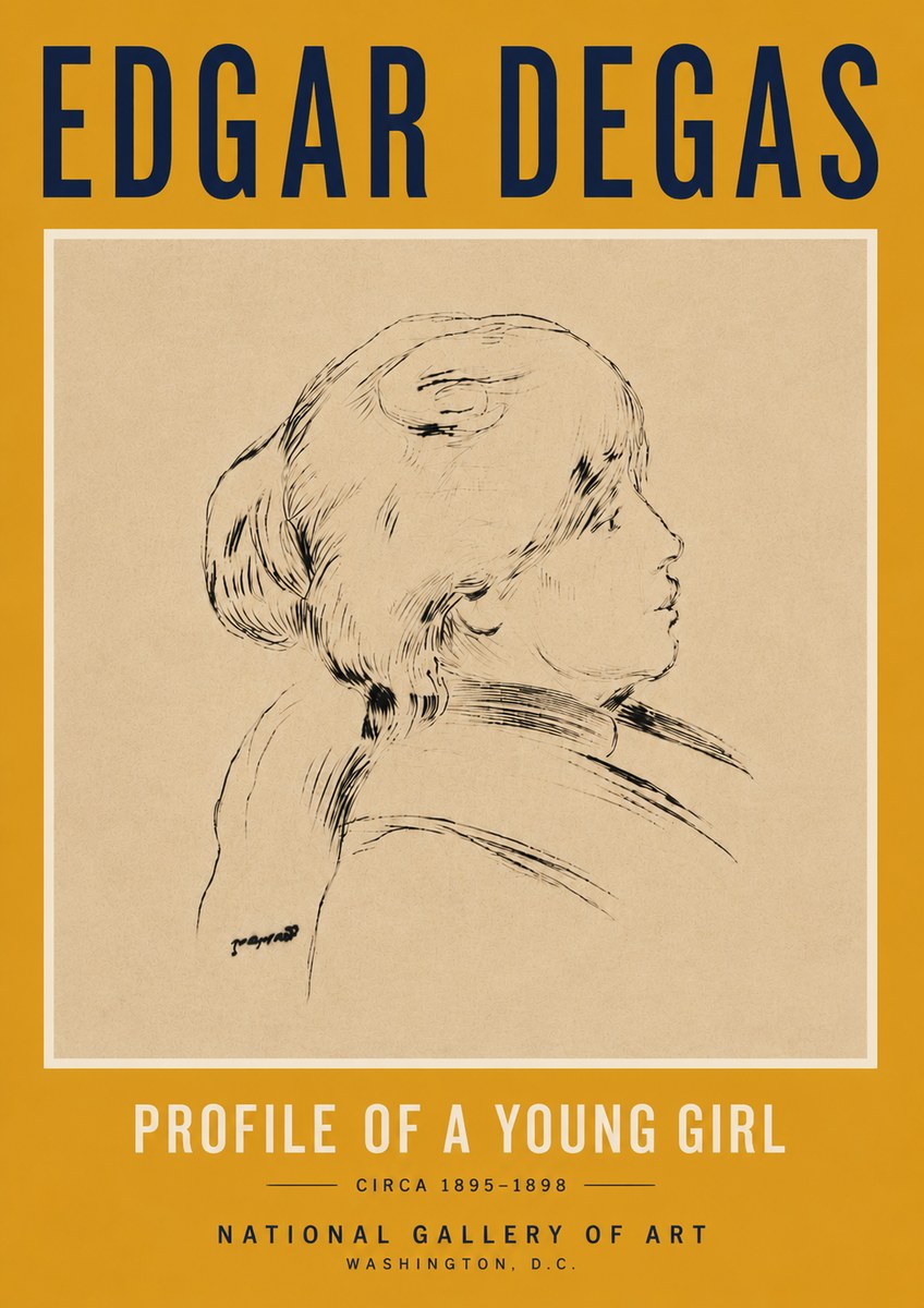 Edgar Degas Profile of a Young Girl No6 - Póster