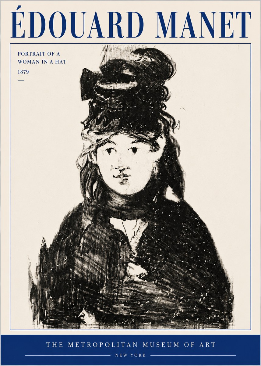 Édouard Manet Portrait of a Woman in a Hat No4 - Póster