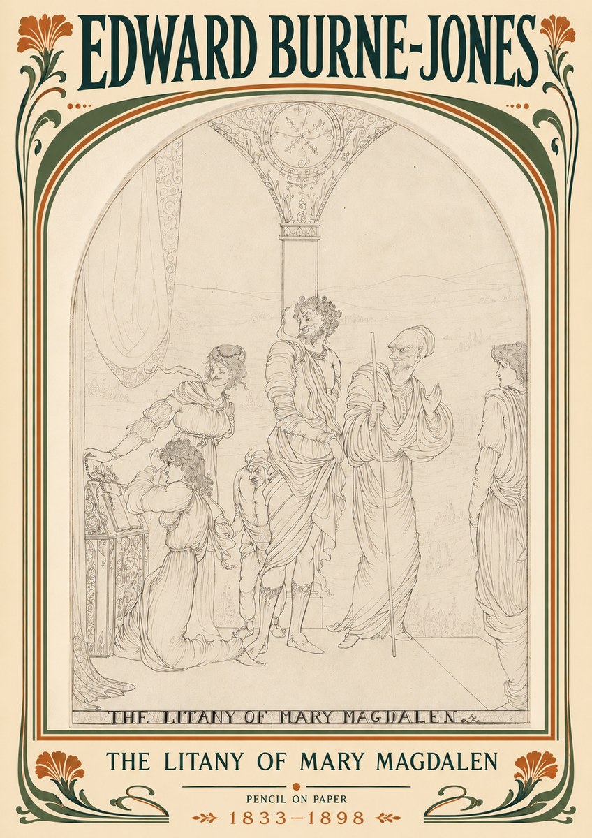 Edward Burne-Jones The Litany of Mary Magdalen No5 - Póster