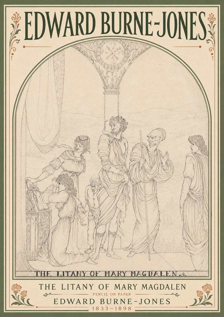 Edward Burne-Jones The Litany of Mary Magdalen No6 - Póster