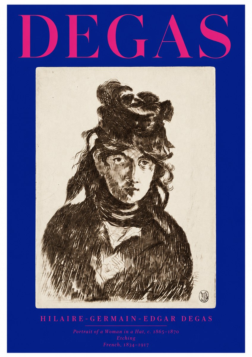 Edgar Degas Portrait of a Woman in a Hat No2 - Póster