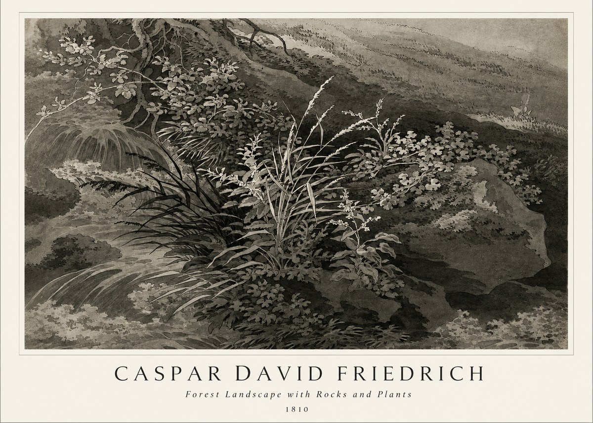 Caspar David Friedrich Forest Landscape with Rocks and Plants No1 - Póster