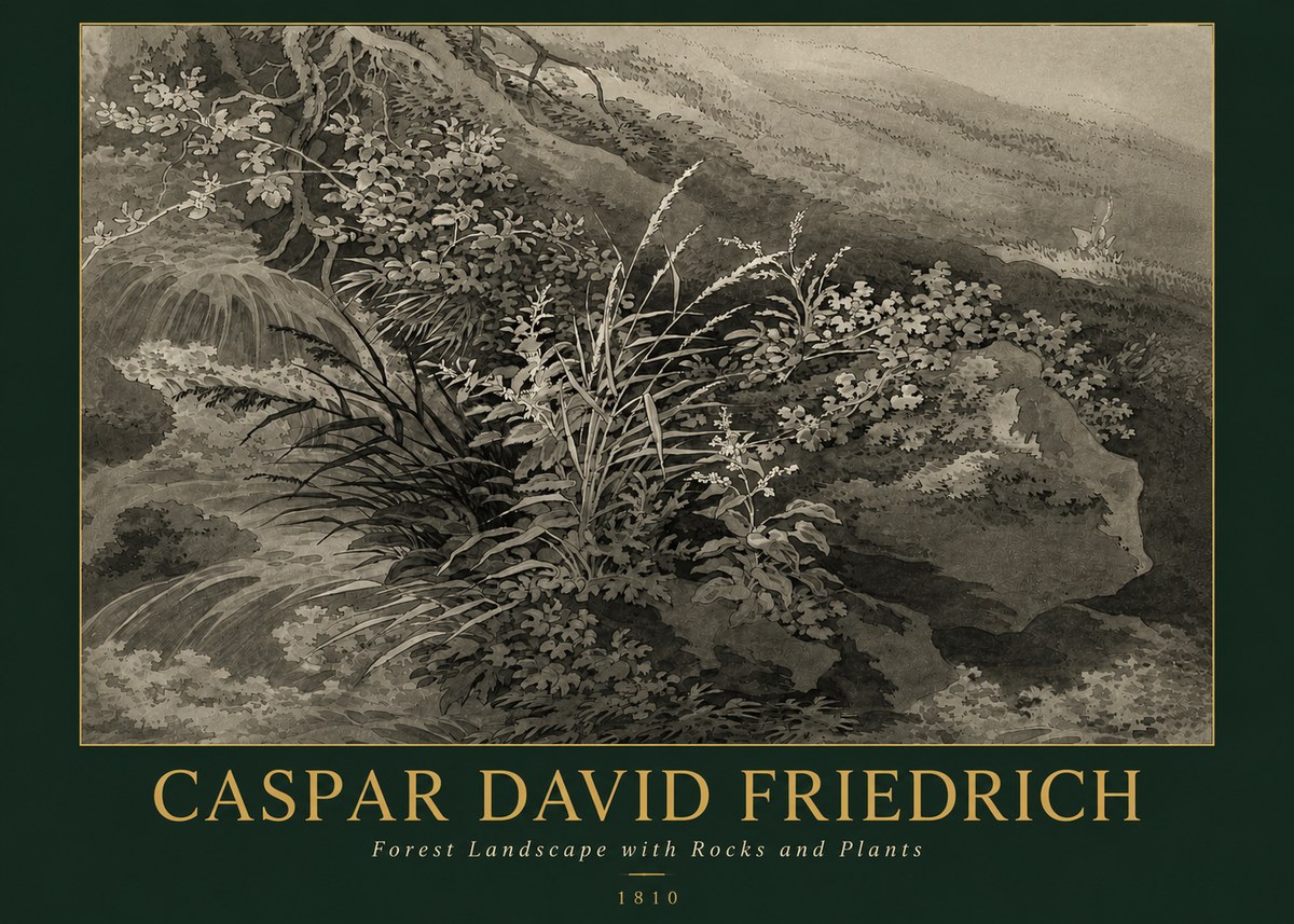 Caspar David Friedrich Forest Landscape with Rocks and Plants No3 - Póster