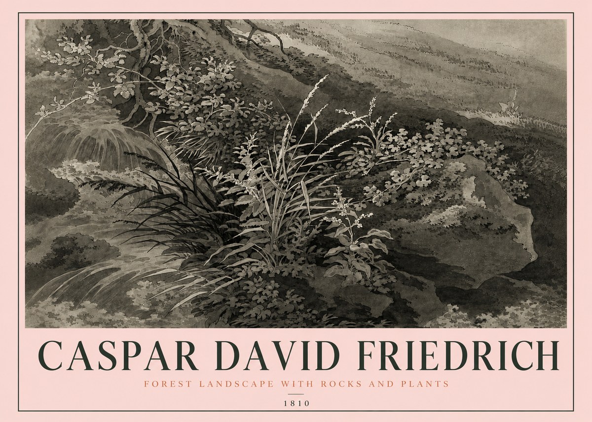 Caspar David Friedrich Forest Landscape with Rocks and Plants No4 - Póster