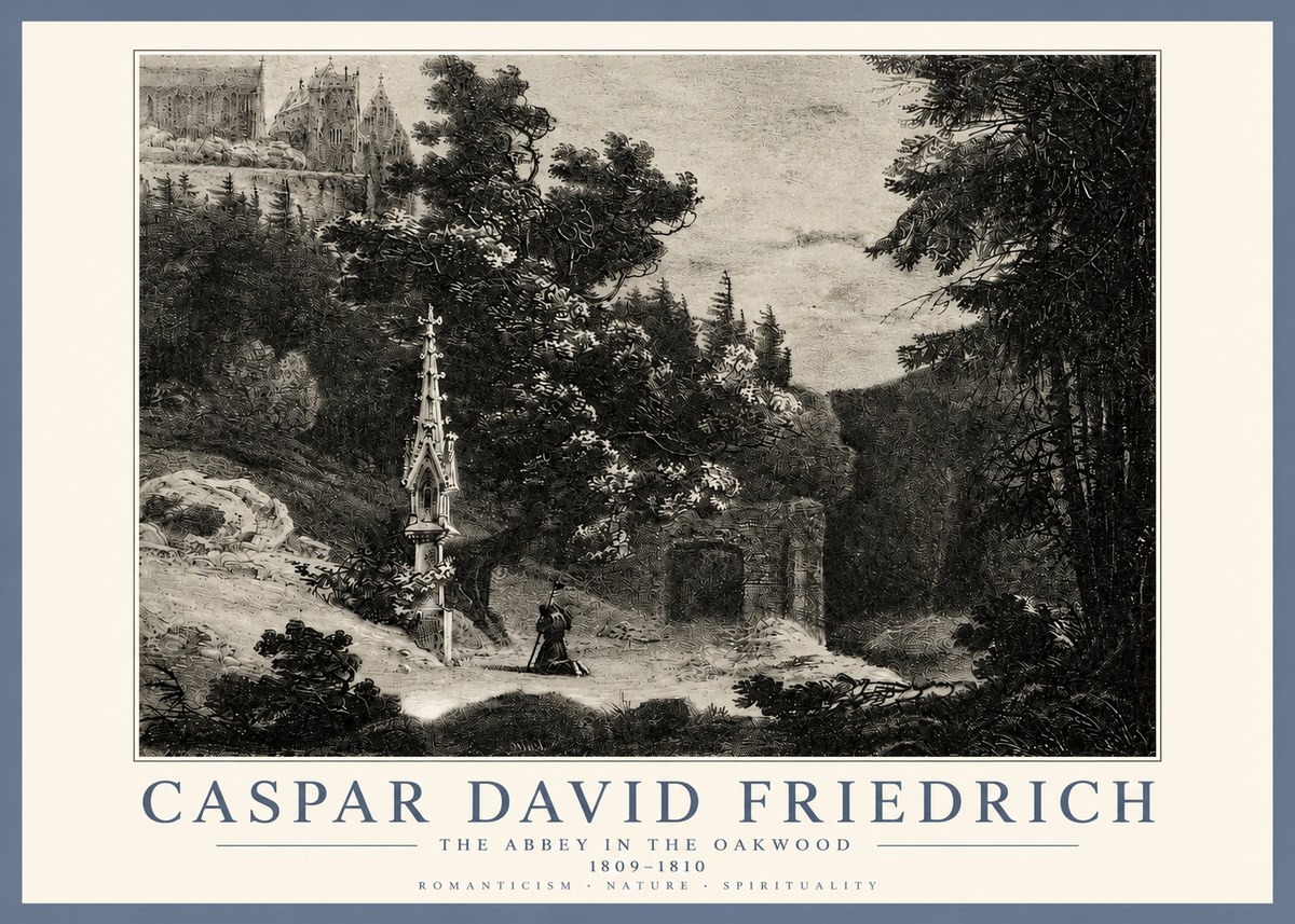 Caspar David Friedrich The Abbey in the Oakwood No3 - Póster