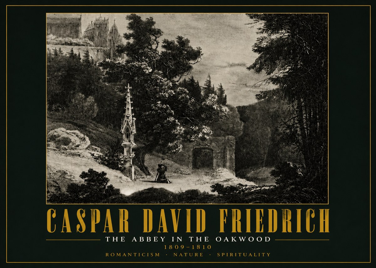 Caspar David Friedrich The Abbey in the Oakwood No5 - Póster