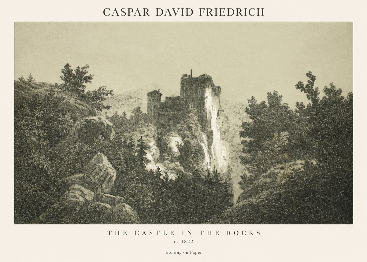 Caspar David Friedrich The Castle in the Rocks No1 - Póster
