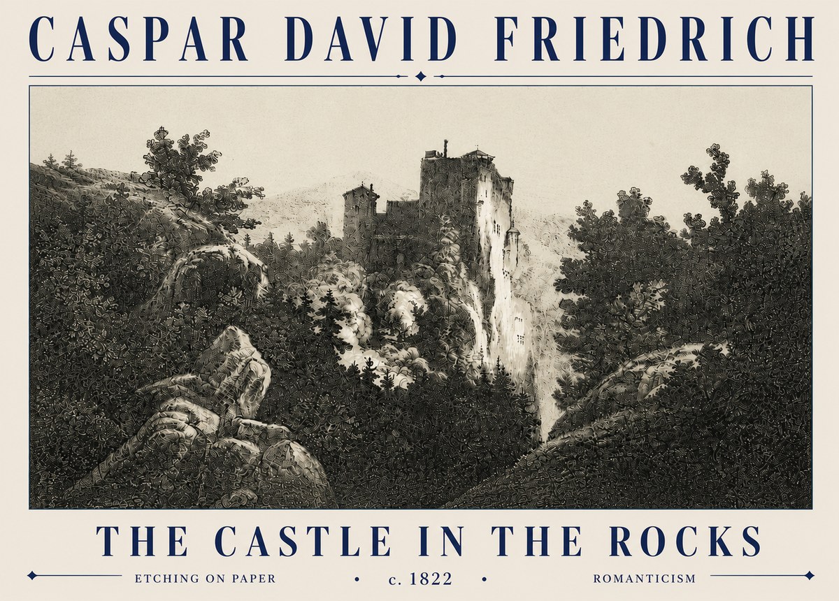Caspar David Friedrich The Castle in the Rocks No6 - Póster