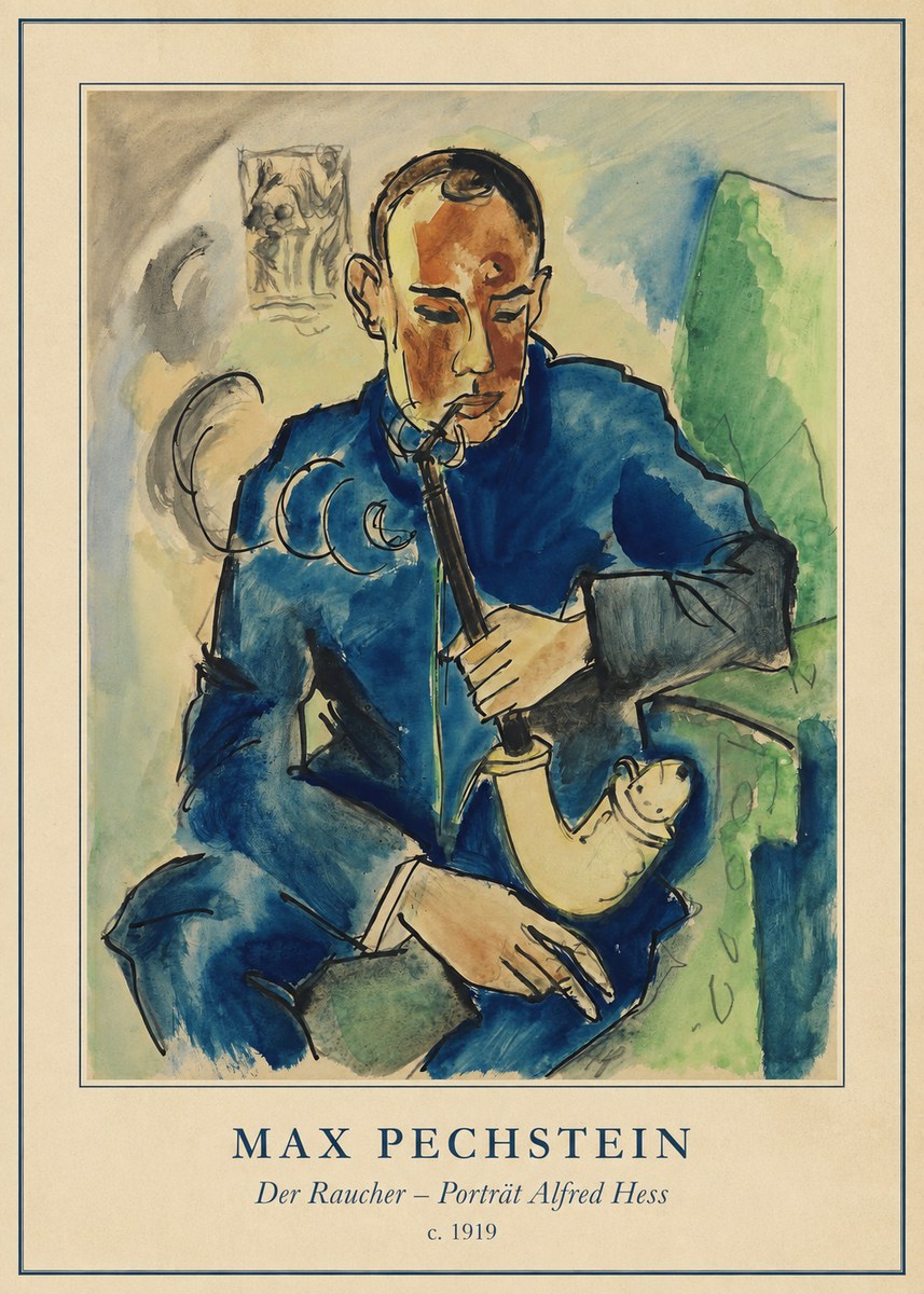 Max Pechstein Der Raucher – Porträt Alfred Hess No4 - Póster