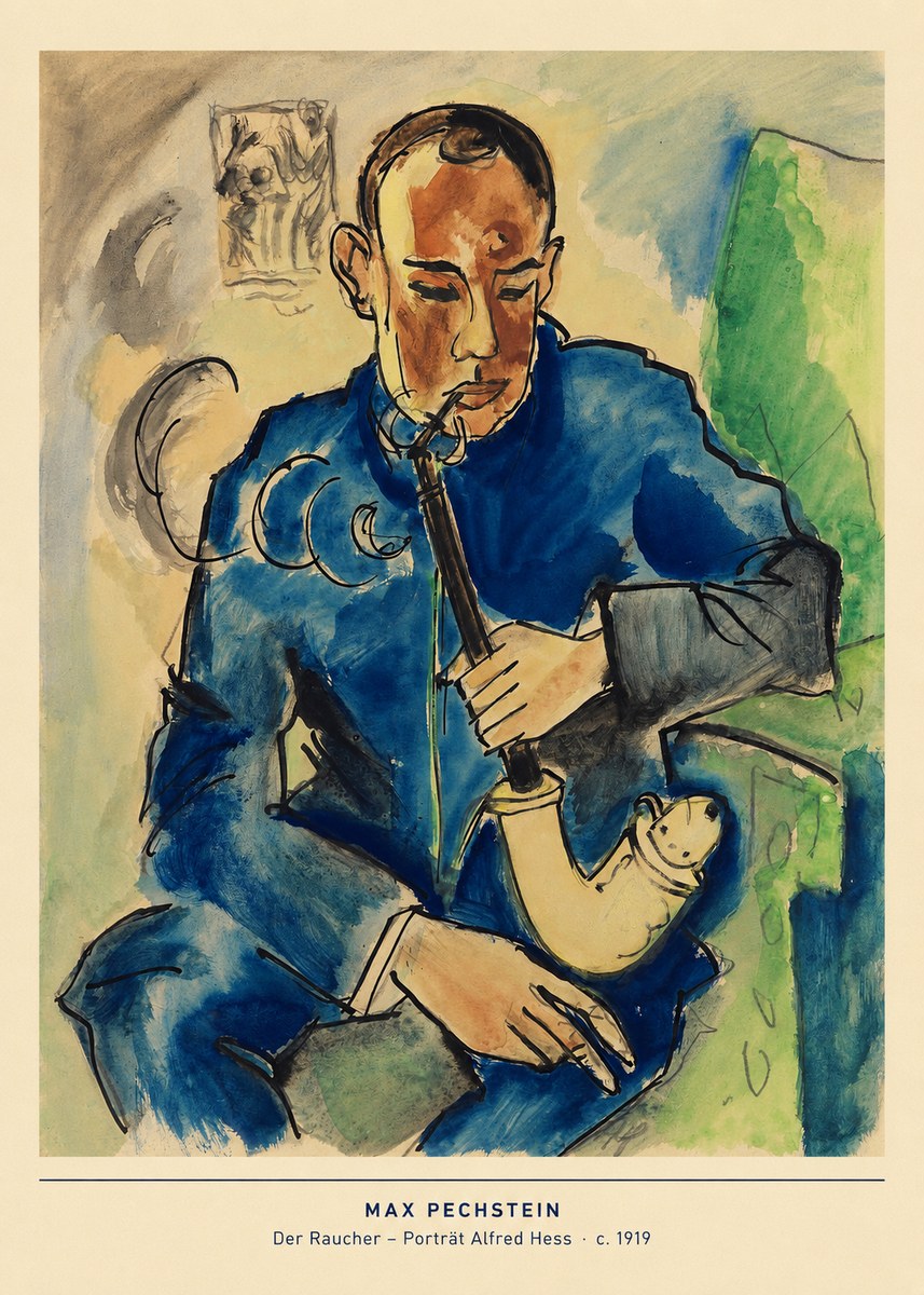 Max Pechstein Der Raucher – Porträt Alfred Hess No5 - Póster