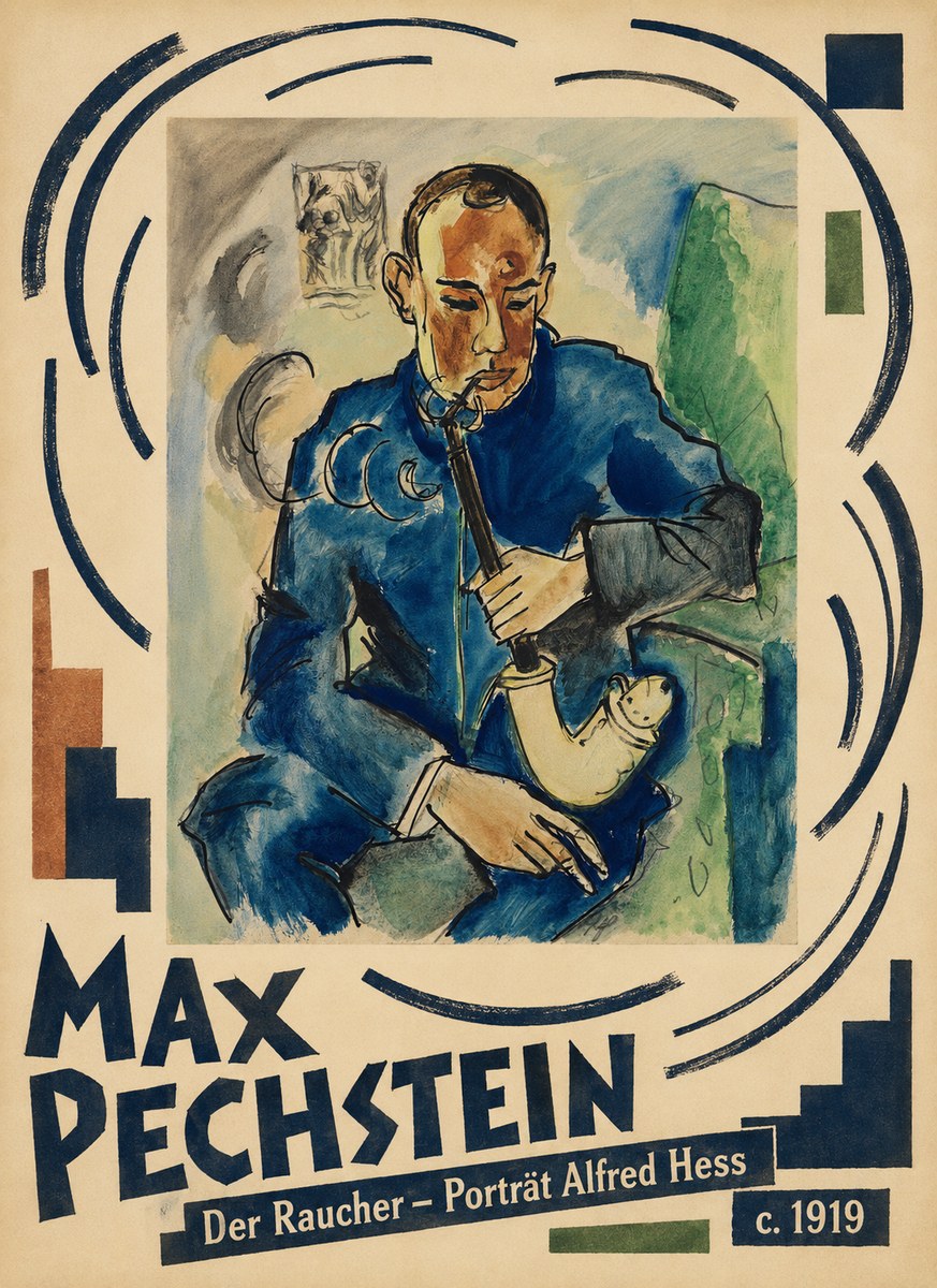 Max Pechstein Der Raucher – Porträt Alfred Hess No6 - Póster