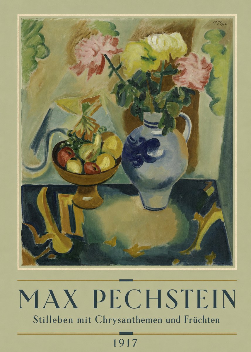 Max Pechstein Stilleben Mit Chrysanthemen Und Früchten No2 - Póster