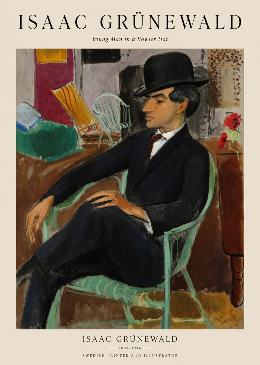 Isaac Grünewald Young Man in a Bowler Hat No1 - Póster
