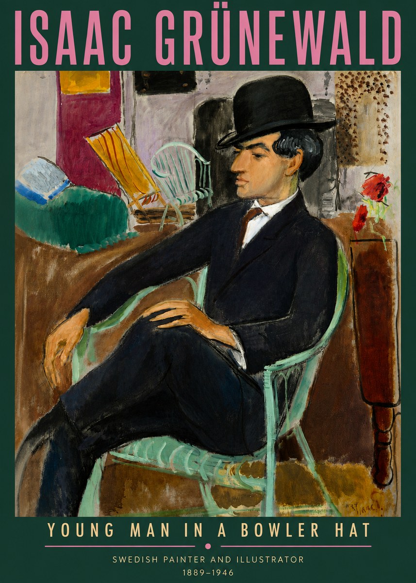 Isaac Grünewald Young Man in a Bowler Hat No3 - Póster