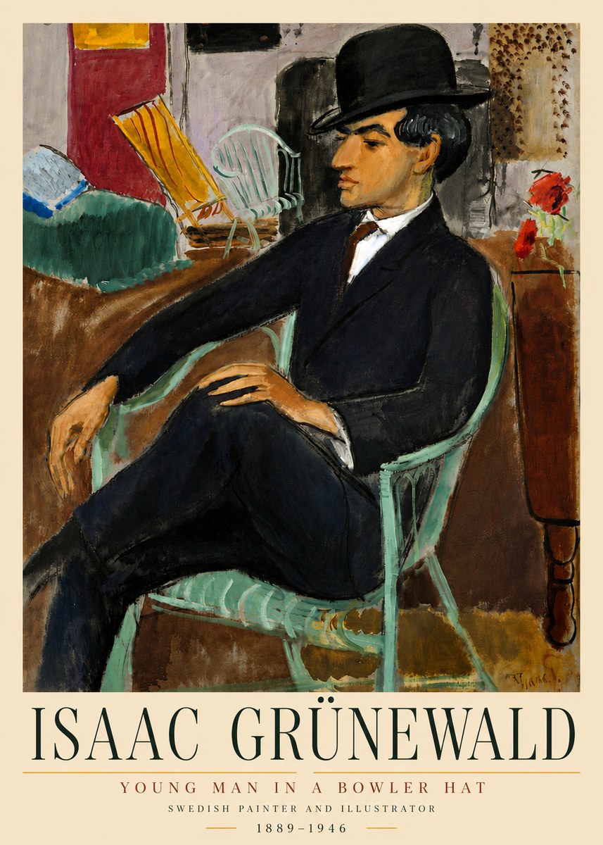 Isaac Grünewald Young Man in a Bowler Hat No4 - Póster