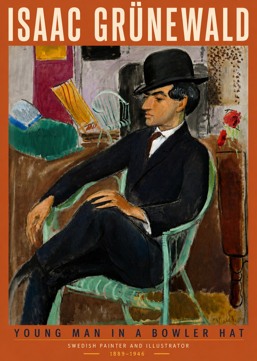 Isaac Grünewald Young Man in a Bowler Hat No5 - Póster