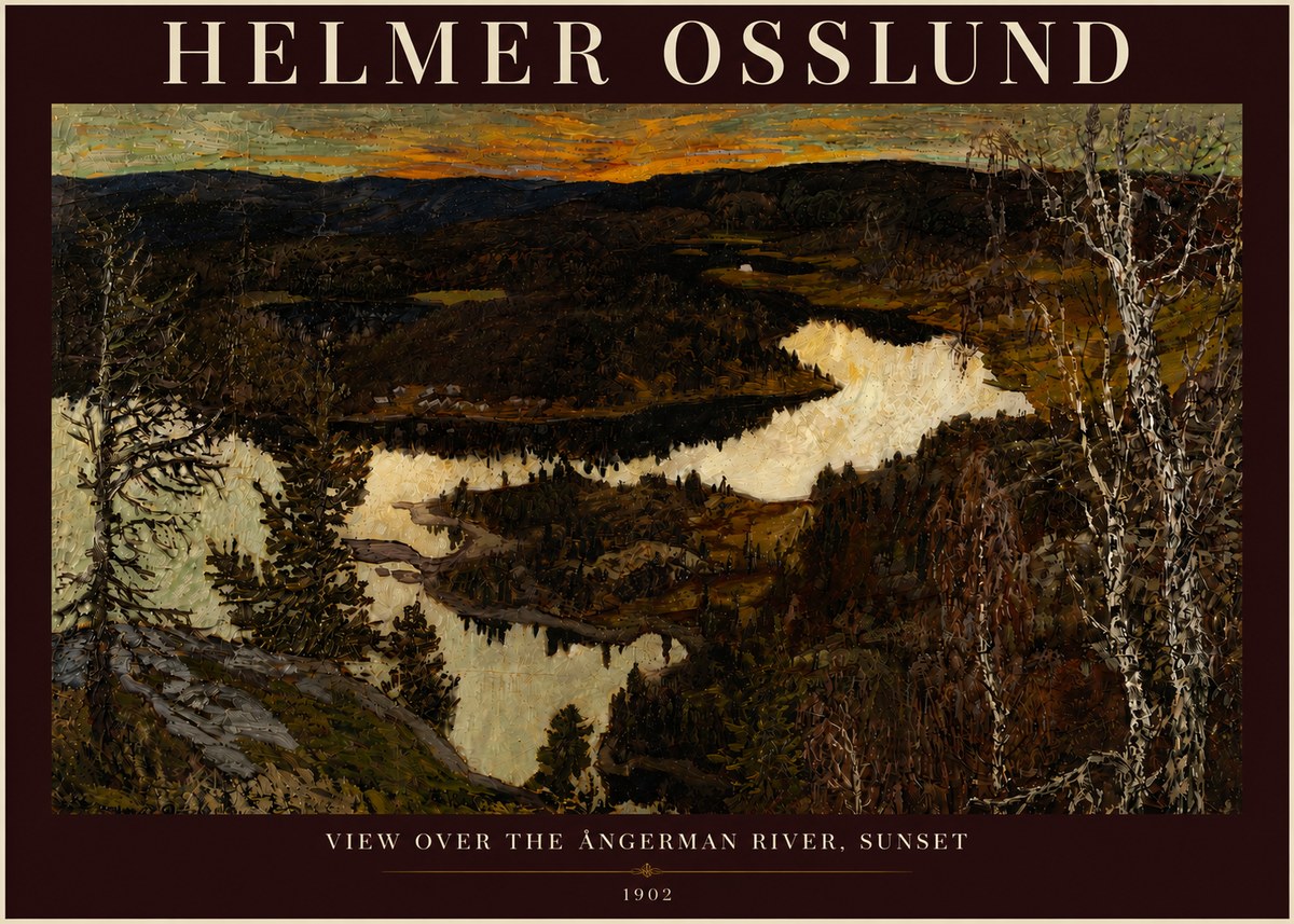 Helmer Osslund View over the Angerman River, Sunset No4 - Póster