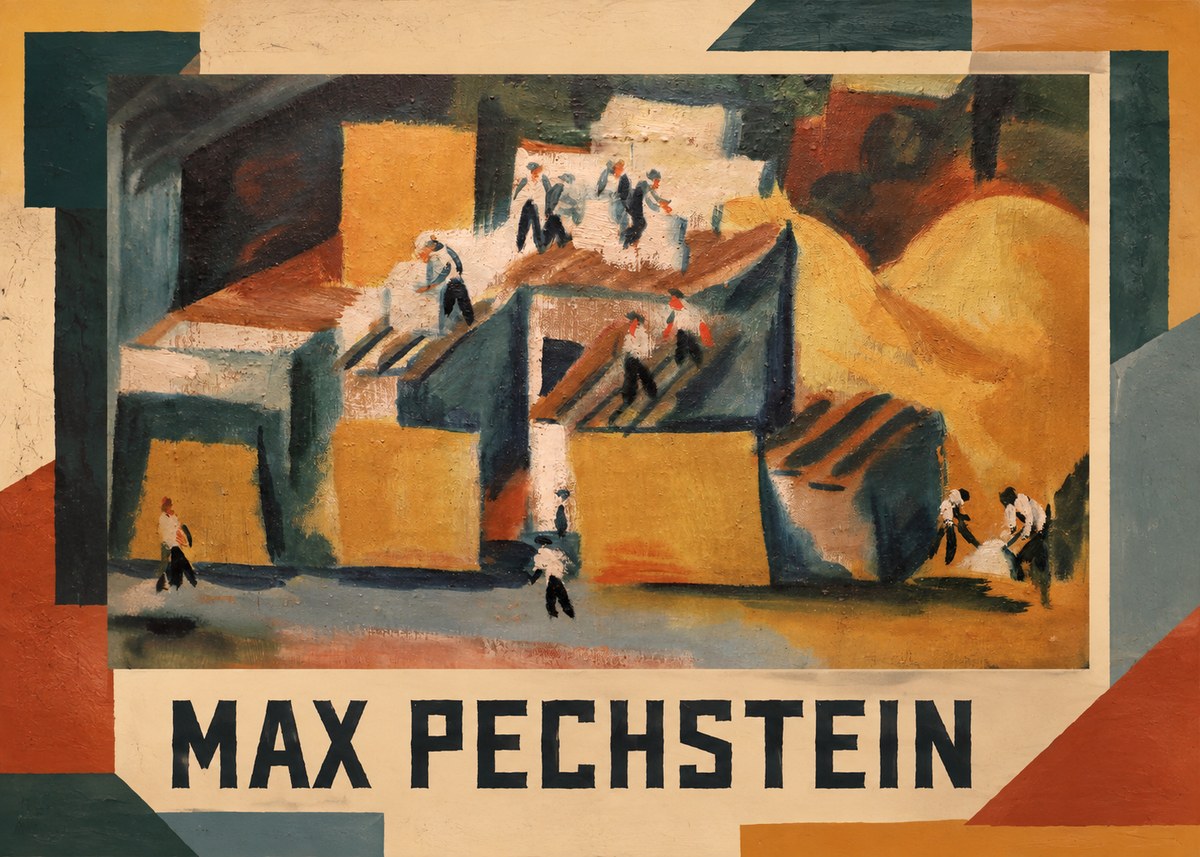 Max Pechstein Workers on Rooftops No1 - Póster