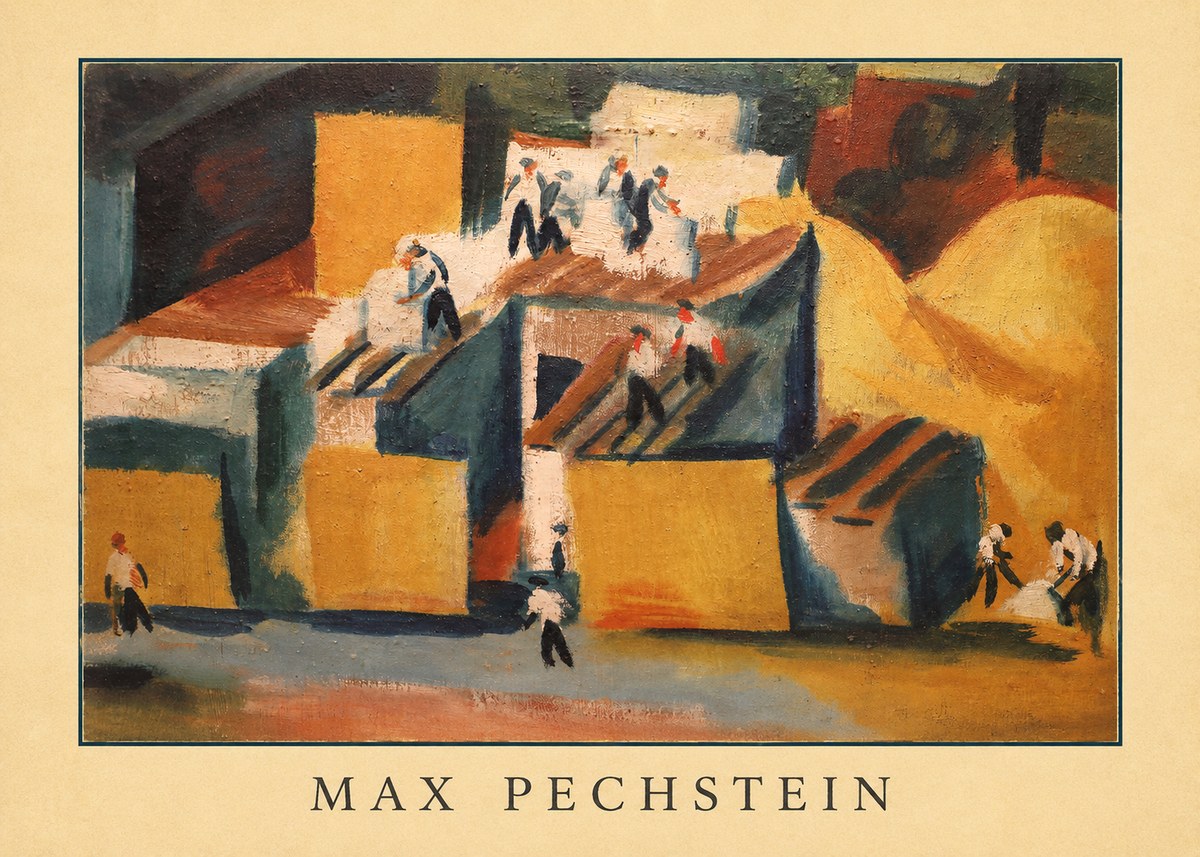 Max Pechstein Workers on Rooftops No3 - Póster