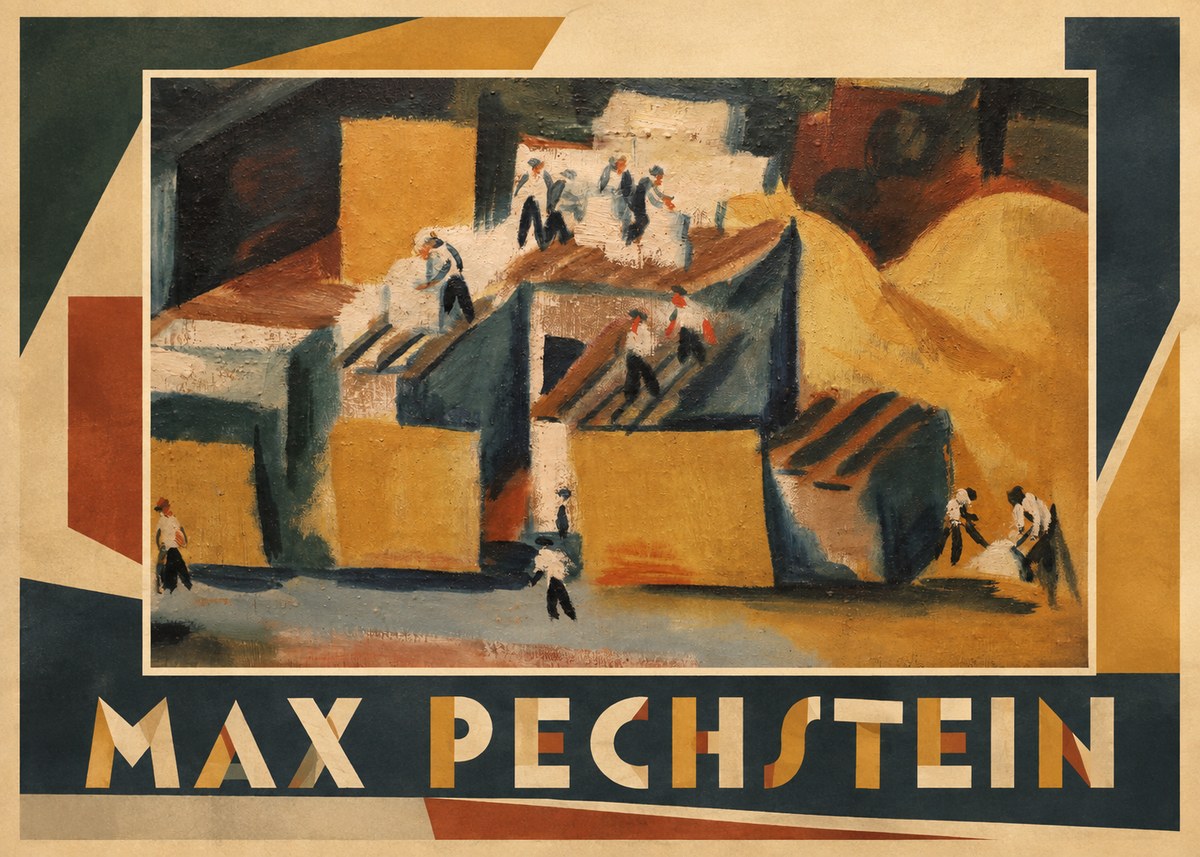Max Pechstein Workers on Rooftops No4 - Póster