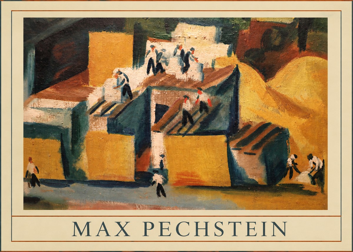 Max Pechstein Workers on Rooftops No5 - Póster