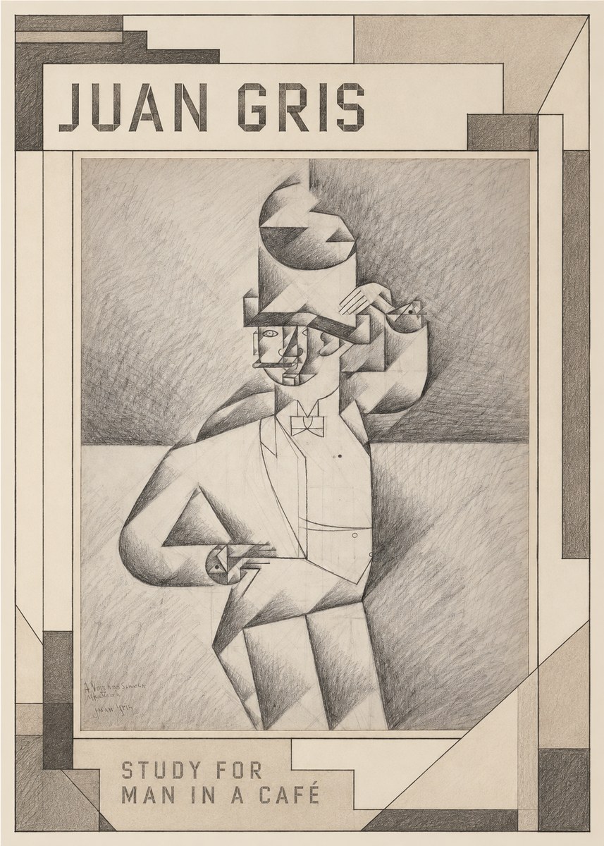 Juan Gris Study for Man in a Café No1 - Póster