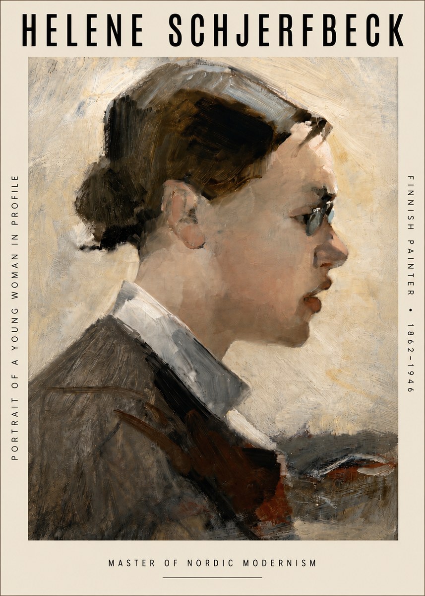Helene Schjerfbeck Portrait of a Young Woman in Profile No4 - Póster