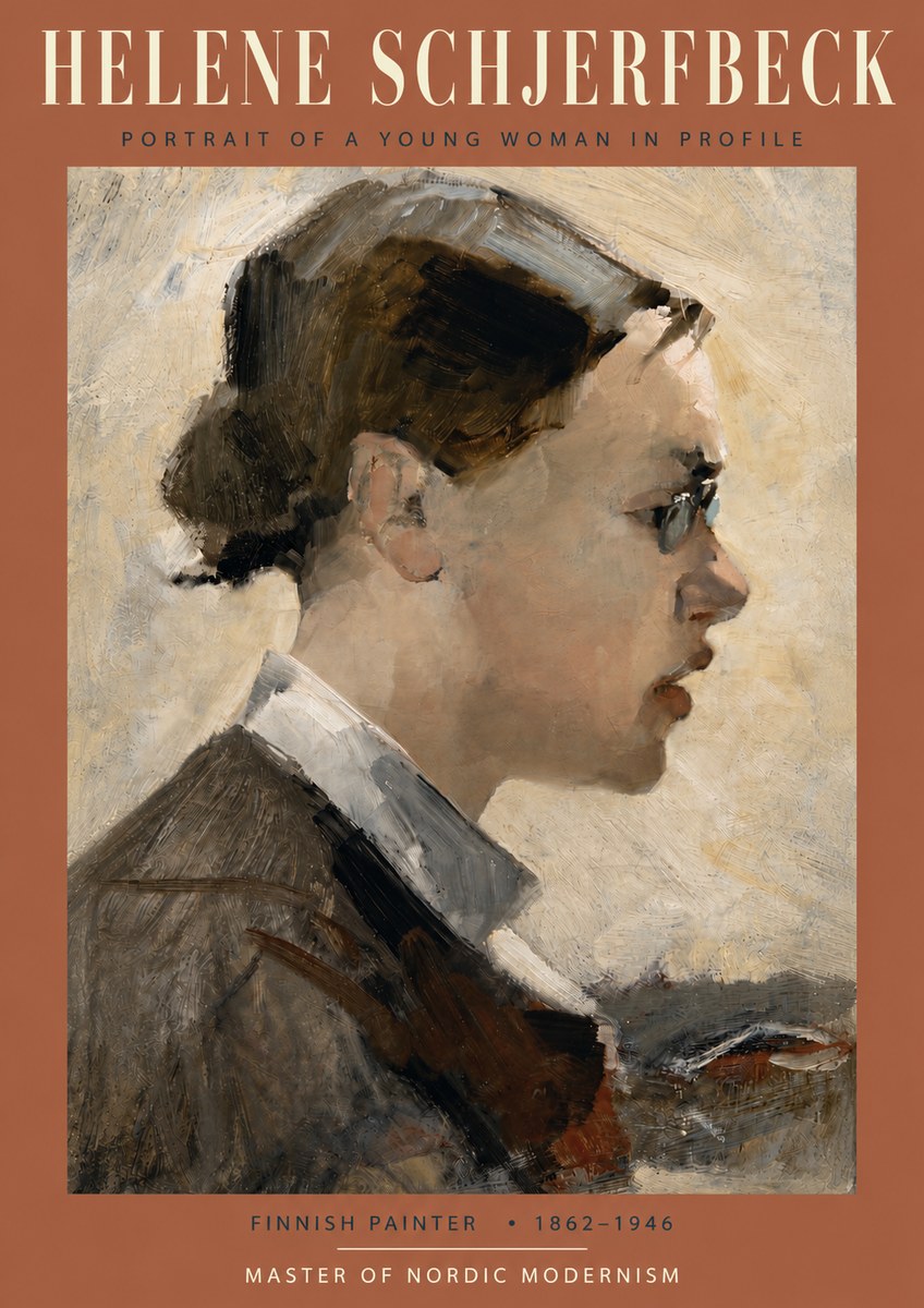 Helene Schjerfbeck Portrait of a Young Woman in Profile No5 - Póster