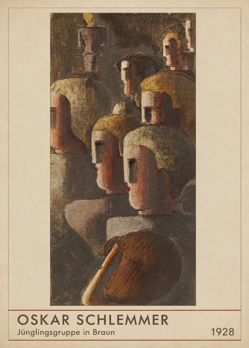 Oskar Schlemmer Jünglingsgruppe in Braun No1 - Póster