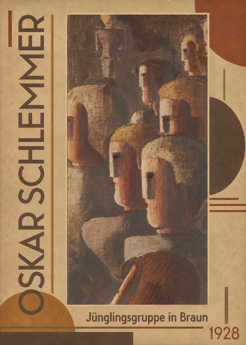Oskar Schlemmer Jünglingsgruppe in Braun No3 - Póster