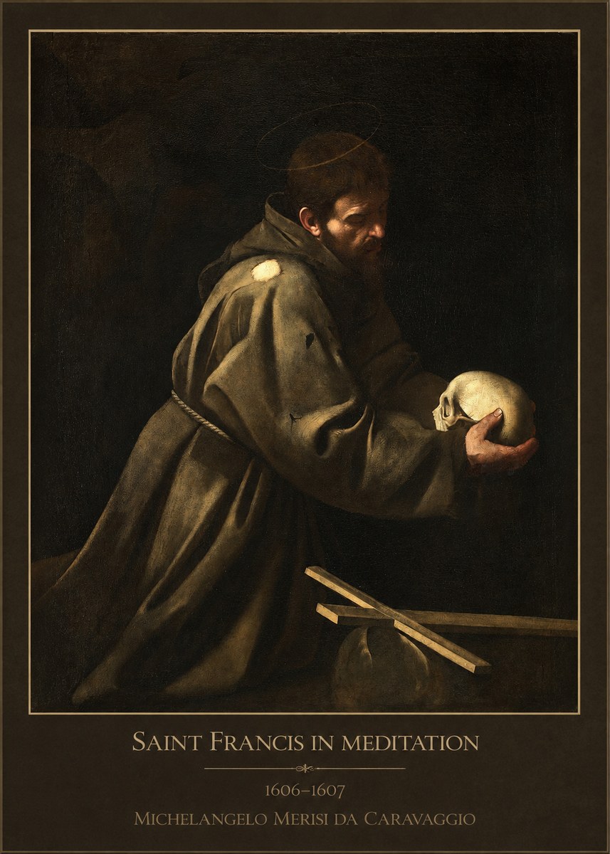 Michelangelo Merisi da Caravaggio Saint Francis in Meditation I No1 - Póster