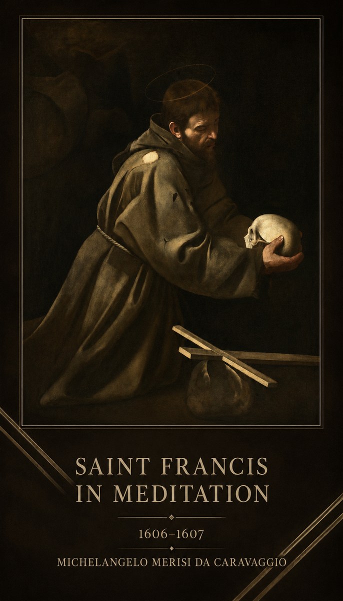 Michelangelo Merisi da Caravaggio Saint Francis in Meditation I No2 - Póster