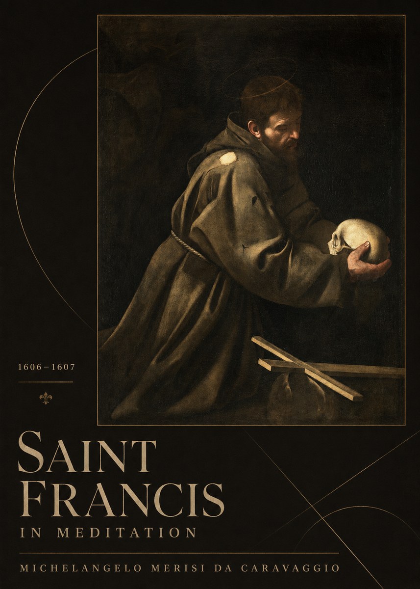 Michelangelo Merisi da Caravaggio Saint Francis in Meditation I No3 - Póster
