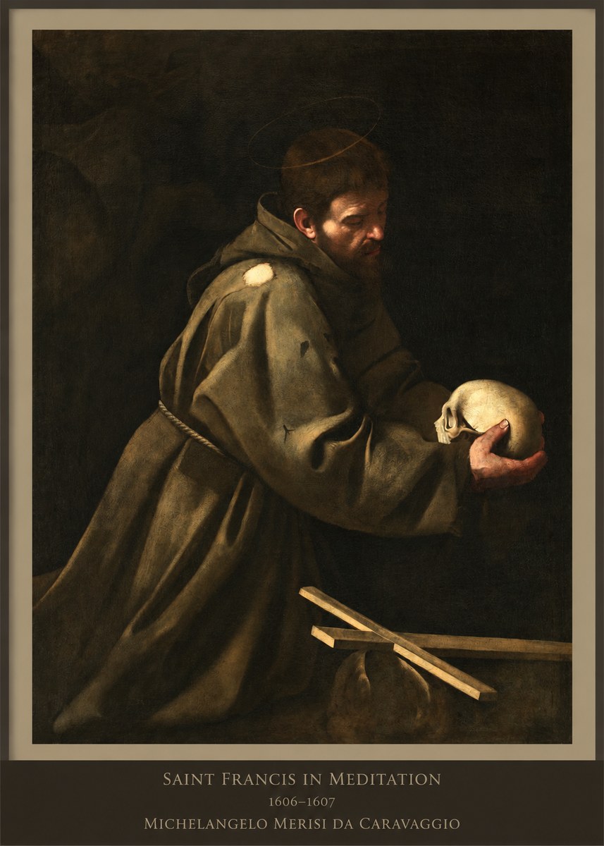 Michelangelo Merisi da Caravaggio Saint Francis in Meditation I No6 - Póster