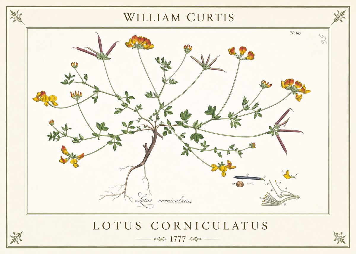 William Curtis Bird's-foot Trefoil No6 - Póster