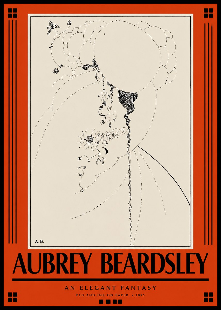 Aubrey Beardsley An Elegant Fantasy No3 - Póster