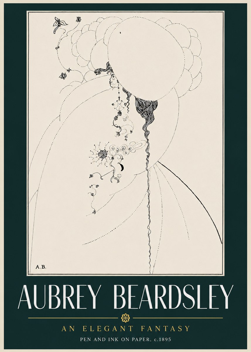 Aubrey Beardsley An Elegant Fantasy No4 - Póster