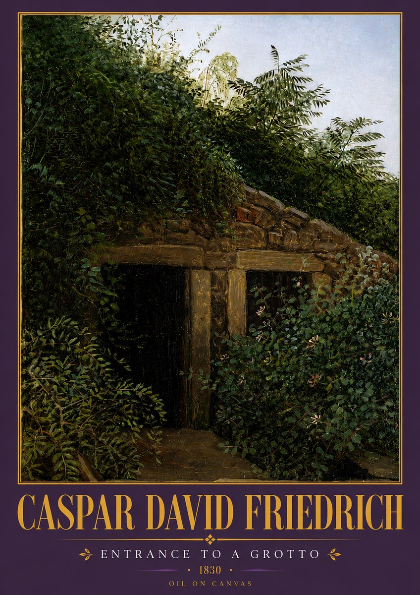 Caspar David Friedrich Entrance to a Grotto No5 - Póster