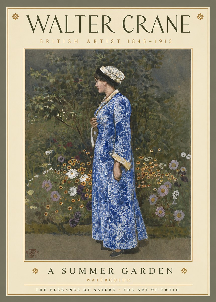 Walter Crane A Summer Garden No3 - Póster