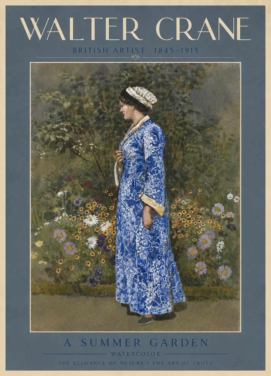 Walter Crane A Summer Garden No4 - Póster