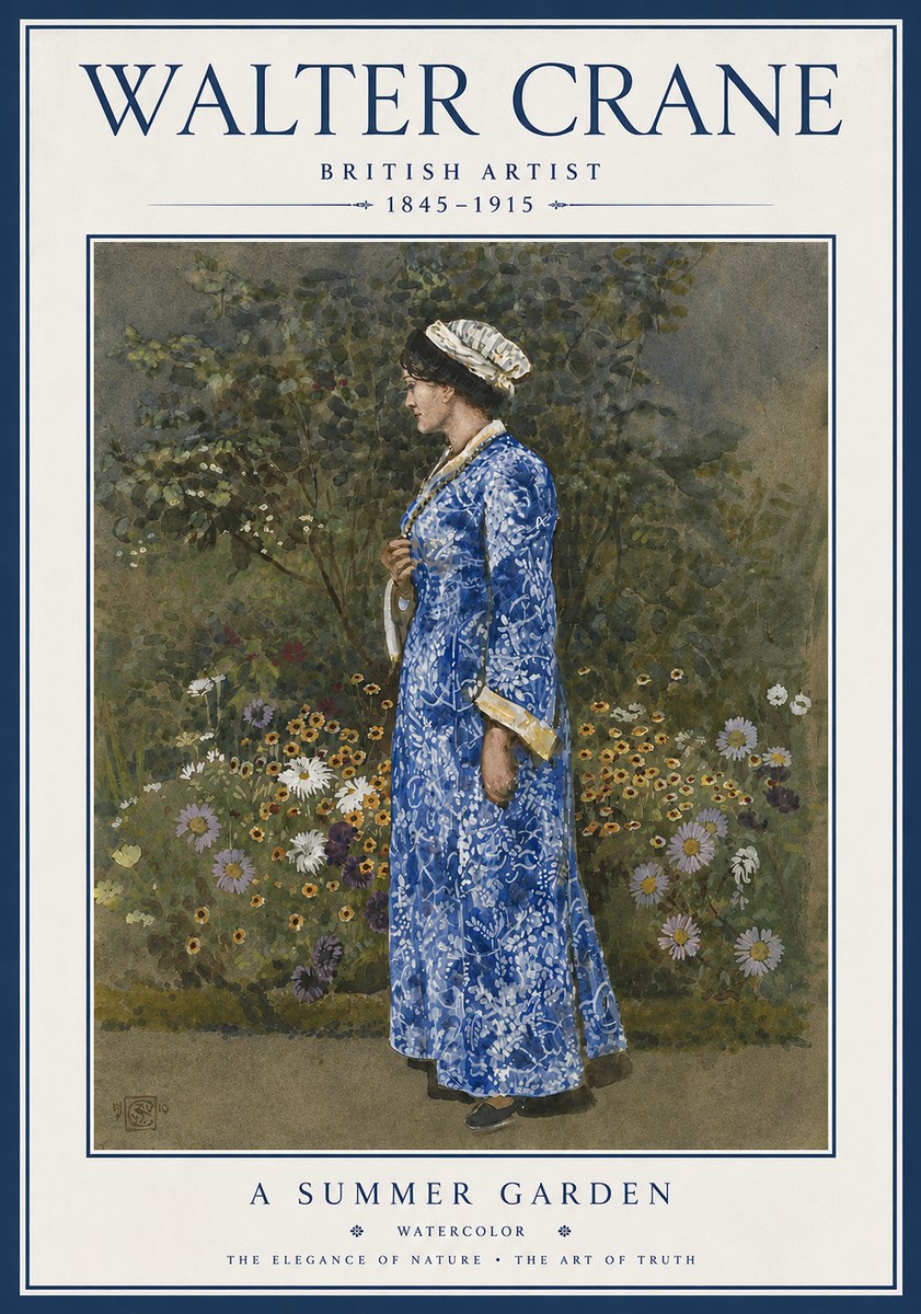 Walter Crane A Summer Garden No5 - Póster