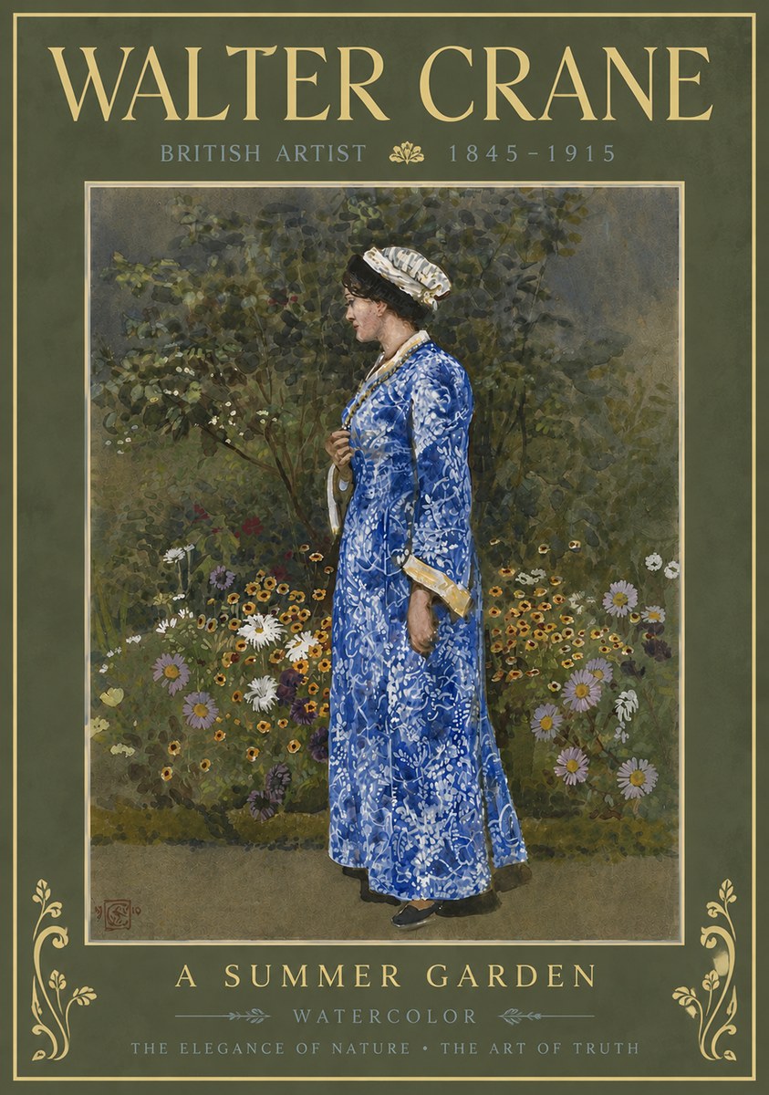 Walter Crane A Summer Garden No6 - Póster