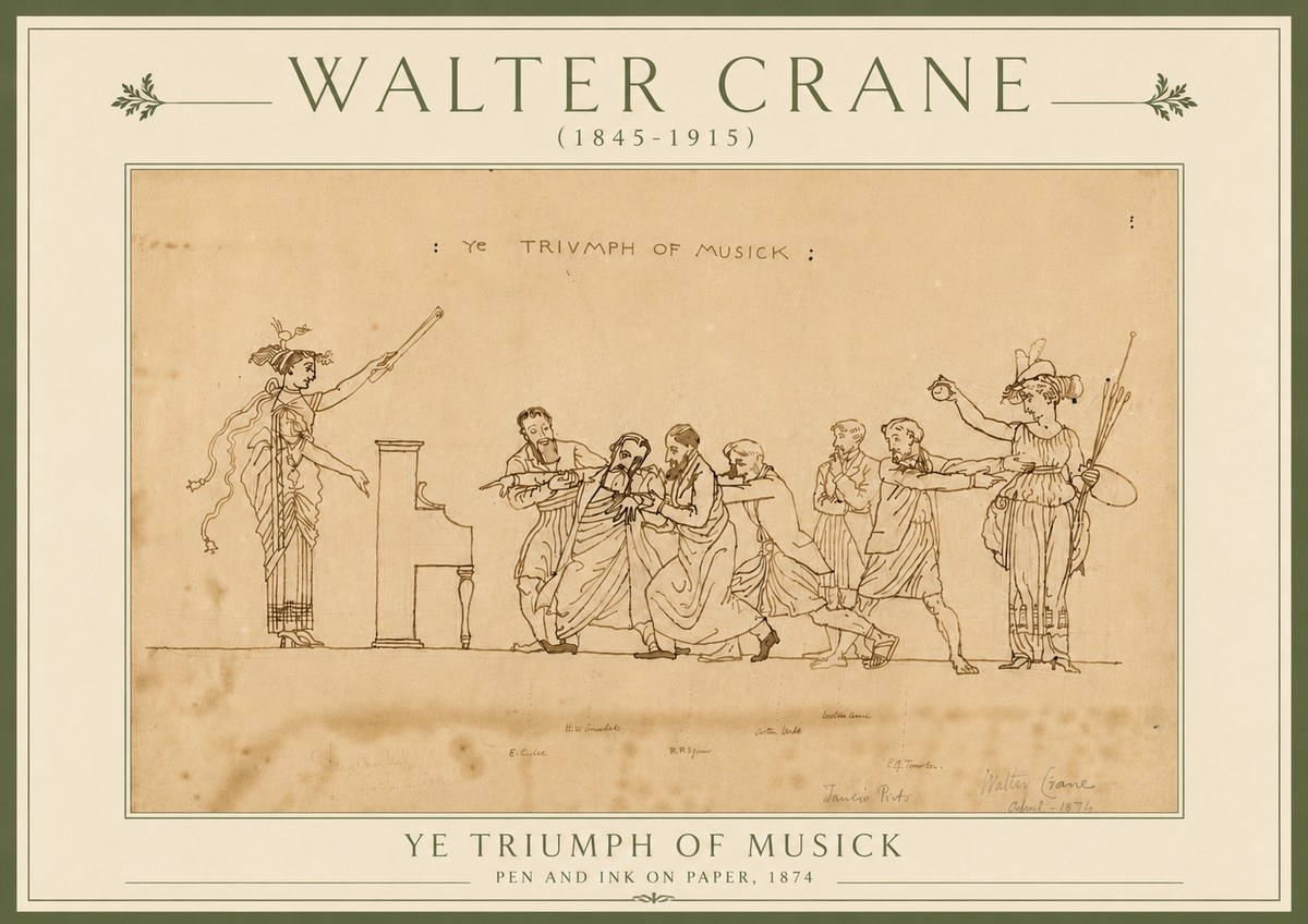 Walter Crane Ye Triumph of Musick No5 - Póster
