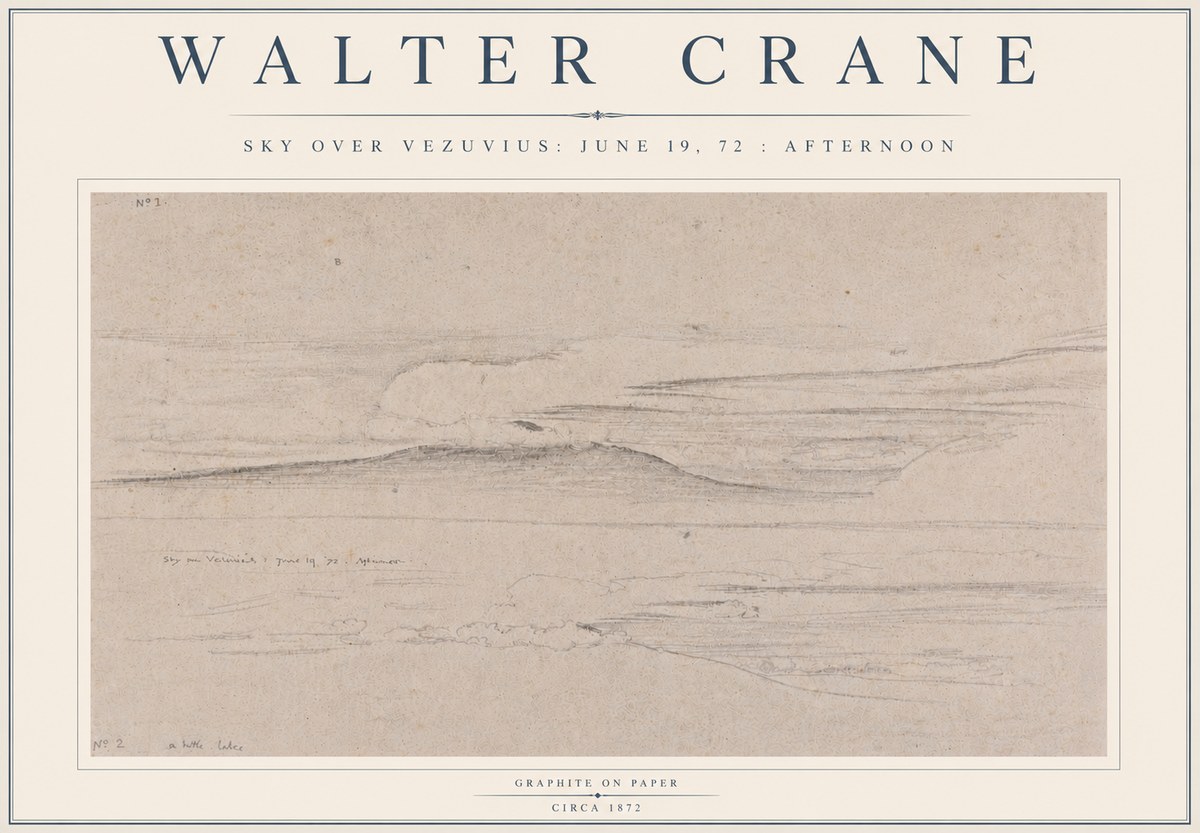 Walter Crane Sky over Vezuvius: June 19, 72 : Afternoon No5 - Póster