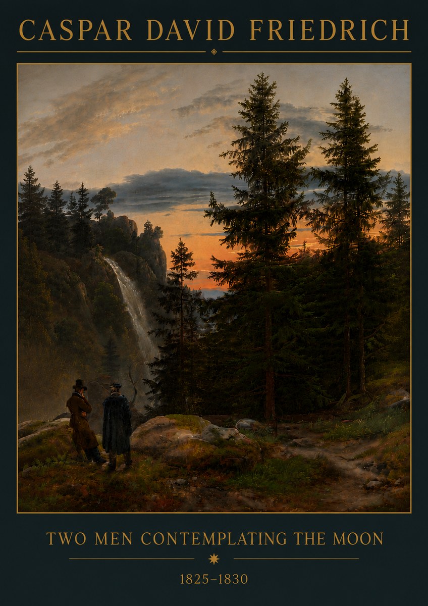Caspar David Friedrich Two Men Contemplating the Moon I No6 - Póster