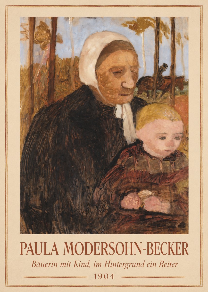 Paula Modersohn-Becker Bäuerin Mit Kind, Im Hintergrund Ein Reiter No1 - Póster